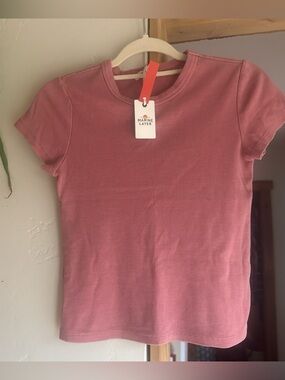 Marine Layer Dusty Rose Lexi Rib Sun-in Crew Tee, size Small NWT